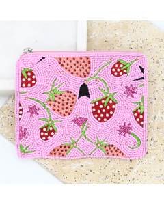Strawberry Beaded Pouch
