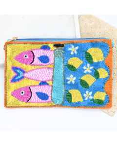 Fish/Lemon Beaded Clutch 