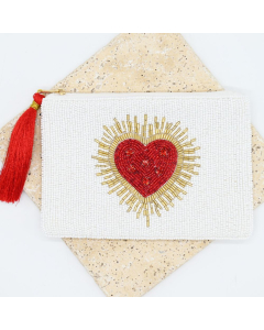 Blooming Heart Beaded Pouch
