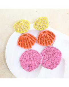 Beaded Pink Shells Earrings