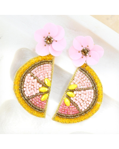 Beaded Grapefruit Earrings