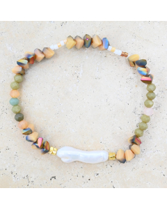 JFJ-B Amber and pearl bracelet