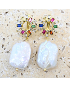JFS-E-GD Gold and pearl earrings 