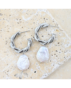JFW-E-SV Silver and pearl earrings