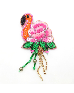 Beaded flamingo brooch