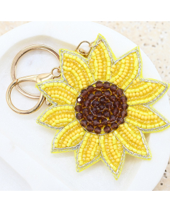 Sunflower Beaded Bag  Charm / Keyring