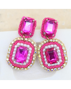 Beaded Pink Earrings