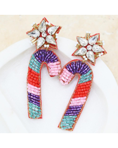 Beaded Candycane Earrings