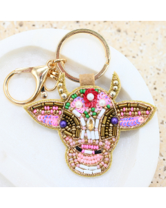 Cow Beaded Bag  Charm / Keyring