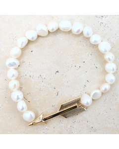 JPB-B  Gold Arrow and Pearl Bracelet