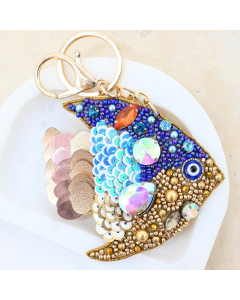 Tropical Fish Beaded Keyring
