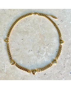 Gold Heart Thick Chain Necklace