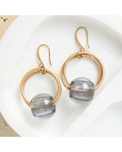 Resin beads and metal rings earrings 