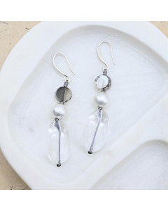 Glass resin and metal beads earrings