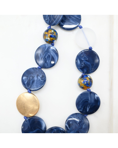 Resin acylic and metal beaded necklace