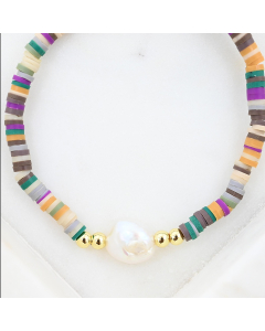 Beaded Pearl Bracelet - Autumn Tone