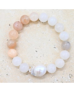 Peach and Pearl Stone Bracelet