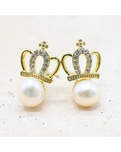 Pearl Crown Stud Earrings